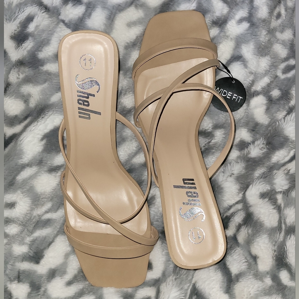 Shein Wide Fit Soft Artificial Patent PU Chunky Heels
